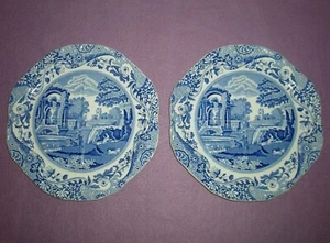 Pair of Spode Blue Italian 8 Sided Octagon Plate 10 Inch Wide - Picture 1 of 10