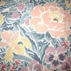 50cm x 140cm Vintage Cotton Curtain Fabric 1980s 90s Retro Large Pastel Floral - Picture 1 of 4