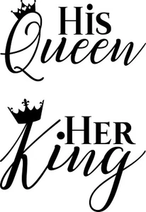 5inch Set of 2 His Queen Her King DieCut Decals Window Sticker Car Love Matching - Picture 1 of 3