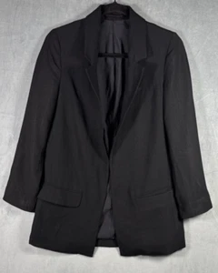 AllSaints Aleida Jacket Blazer Size 4 Black Stretch Open Front - Picture 1 of 6