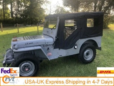 Soft Top Set for Willys Jeep CJ3A/3B-Fits Civil Bow Frame - Black Denim - Image 1 of 4