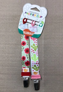 1 Set of Ulubulu Universal Pacifier Clip- Pink & Green, Cactus & Floral Print - Picture 1 of 4