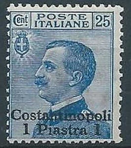1909-11 LEVANTE COSTANTINOPOLI EFFIGIE 1 PI SU 25 CENT MNH ** - W024-2 - Picture 1 of 1