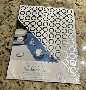 432pc Victoria Lynn Printable Starburst Seals Stickers Bridal Kisses Silver - Picture 1 of 1