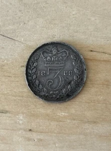 1883 Queen Victoria Silver 3 Pence Coin Antique Coin Of The British Empire - Picture 1 of 2