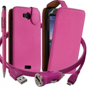Housse coque etui rabattable pour Wiko Cink Peax + chargeur auto + stylet + 2 f - Photo 1 sur 4
