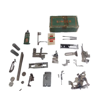 Vintage Singer Sewing Machine Accessories Lot - Misc Parts, Tools & Storage Box - Picture 1 of 9