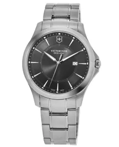 New Victorinox Swiss Army Alliance Quartz Black Dial Steel Men's Watch 241909 - Picture 1 of 3