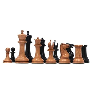 1849 Early Version Reproduced 4.4" Chess Set in Distressed Boxwood/Ebony - Picture 1 of 19