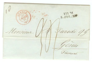 Cubierta Suiza - 1841 Ginebra - Génova (IT) - Texto - Cubierta 876 - Imagen 1 de 4