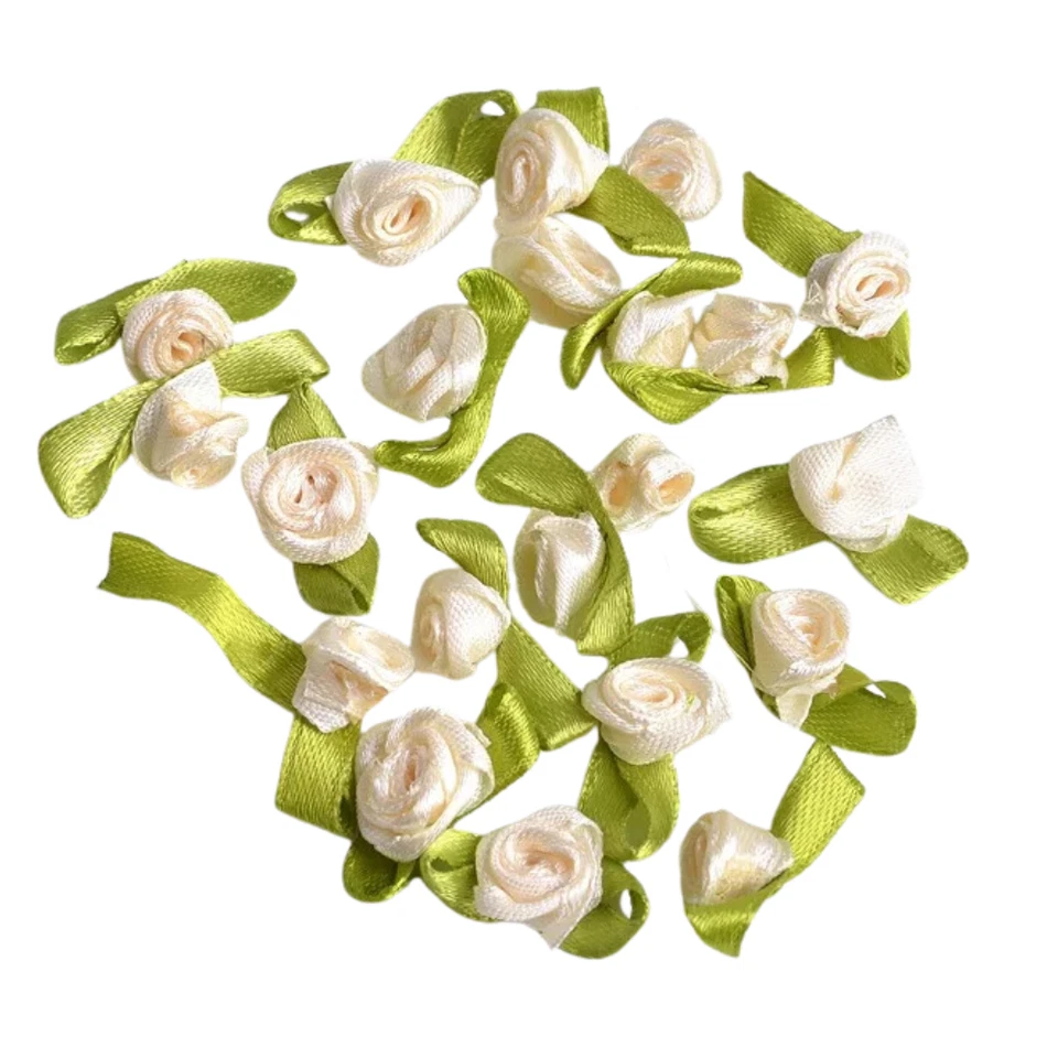 50 шт. Красная слоновая кость розетки цветы лента цветы для рукоделия - Изображение 1 из 1