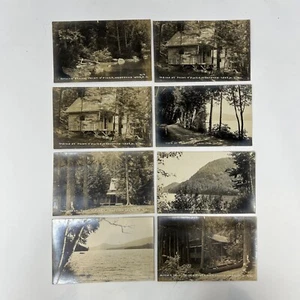POINT O PINES CAMP - GRUPPE VON 8 NEUFUND LAKE BRISTOL, NH. RPPC FOTO POSTKARTEN - Bild 1 von 6