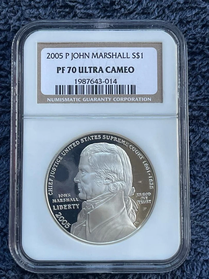 2005-P JOHN MARSHAL COMMEMORATIVE PROOF SILVER DOLLAR~NGC PF70 UCAM~LOW MINTAGE - Image 1 of 4