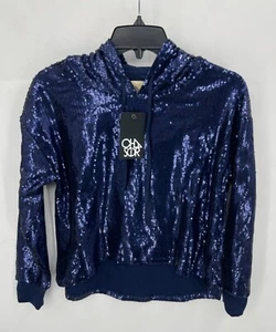 Chaser Hoodie Womens XS Blue Sequin Full Zip Hooded Jacket Long Sleeve Artsy - Picture 1 of 7
