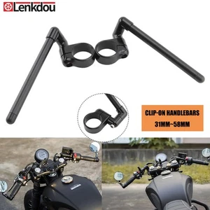 Black 31mm~58mm Fork Tube Clip On 7/8" Handlebars For Motorcycle ATVs Universal - Picture 1 of 27
