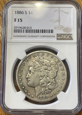 1886-S Morgan Silver Dollar NGC F15 Fine Semi-Key Date - Image 1 of 4