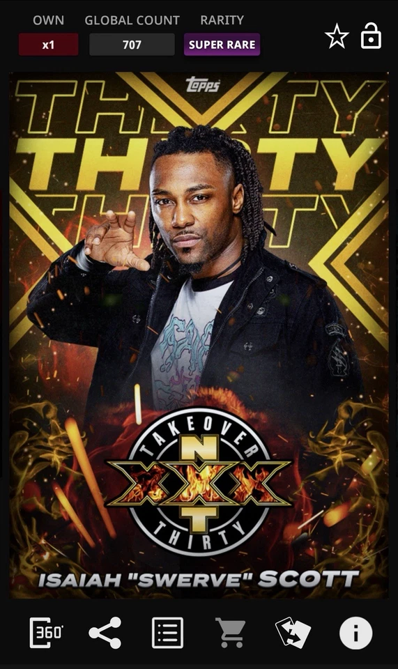 Isaiah Swerve Scott - NXT TakeOver: XXX 2020 Gold - Topps Slam 20 WWE Digital - Image 1 of 1
