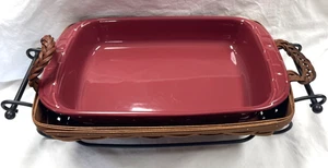LONGABERGER CASSEROLE SET - WROUGHT IRON STAND, BASKET, & POTTERY DISH - Picture 1 of 21