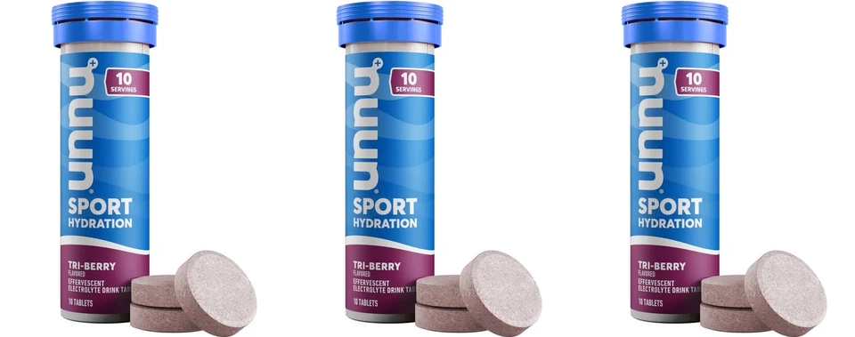 Nuun Sport Hydration Tri-Berry 10 Effervescent tablets X 3