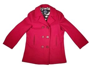 The Woolrich Woman 14 Vintage Wool Double Breasted Red Coat Jacket Missing Tag - Picture 1 of 8