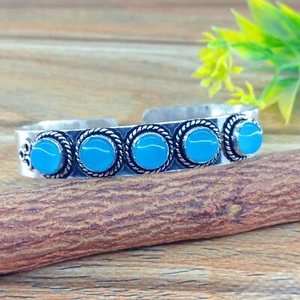 Bracciale gioiello in argento sterling 925 con pietre preziose di calcedonio ... - Foto 1 di 5