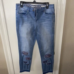 Code Bleu Womens Jeans 8 Blue Gracie Boyfriend straight Denim embroidered jeans - Picture 1 of 12