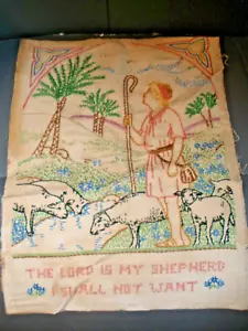 Vintage fertiges Kreuzstichstück The Lord is my Shepherd 12 Zollx16 - Bild 1 von 4