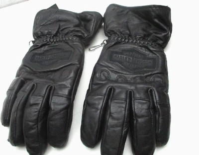 Vintage HARLEY DAVIDSON WOMENS SMALL Black Leather Gloves LINED (some peeling) - Image 1 of 4