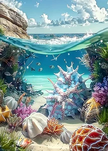 5D Diamond Painting Kits for Adults Beginners, Ocean Scenery Diamond Art, DIY Fu - Picture 1 of 7