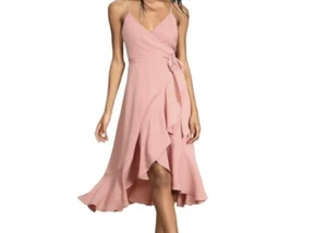 NEW Lulus Manhattan Moment Mauve Ruffled Midi Wrap Dress - Picture 1 of 8