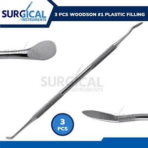 3 instrumentos dentales de relleno de plástico Woodson #1 acero inoxidable grado alemán 3 piezas - Imagen 1 de 7
