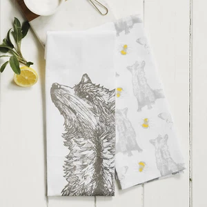 Gillian Kyle - Set of 2 Fox Design Tea Towels - Picture 1 of 4