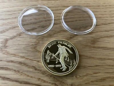 ELVIS PRESLEY THE KING OF ROCK N ROLL 1 Oz 24K 999 GOLD PLATED COIN  - image 1 of 4