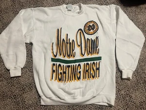 NCAA Notre Dame Sweatshirt Vintage White PM USA Made: Size L 1980’s Large - Picture 1 of 7