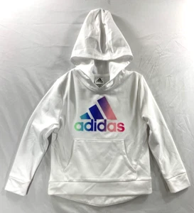 NWT Adidas Active Girl's Logo White Hooded Long Sleeve Shirt Size 10/12 - Picture 1 of 20