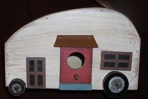 Casa rodante cámper cámper decoración colgante jardín exterior aspecto vintage madera metálica - Imagen 1 de 8