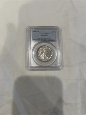 1917-D Walking Liberty Silver Half Dollar Obverse AU55 PCGS - Image 1 of 2