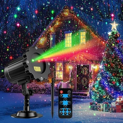 Laser Christmas Projector Lights Outdoor Landscape Spotlight Red and Green Star - Image 1 of 4