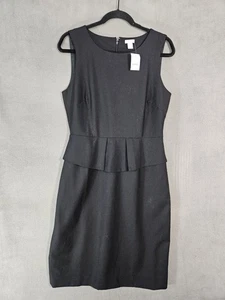 NWT J Crew Womens 8 Midi Pencil Dress Black Wool Blend Ruffles Sleeveless  - Picture 1 of 10