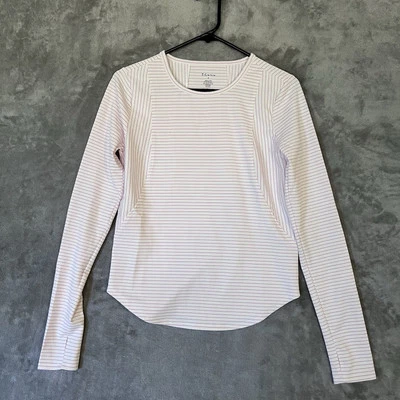 Camisa a rayas rosa Thrive para mujer pequeña manga larga top manga agujero para el pulgar Foto 1 de 4