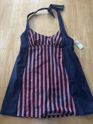 Основной выпуск размер 6 с бретелью через шею цельный синий красный белый платье для плавания новый с Ярлыками - Изображение 1 из 4