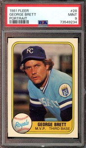1981 Fleer #28 Portrait George Brett Royals HOF PSA 9 MINT 