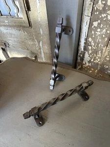 Set Of 2 - Extra Large 12” Cast Iron Door Handles - Twisted Barely Twist - Picture 1 of 6