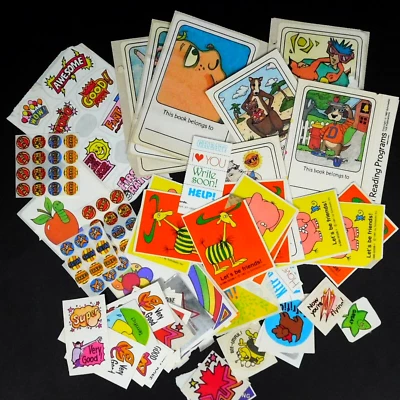 Vintage School Teacher Sticker LOT Good Job Bravo This Book Belongs To - Image 1 of 4