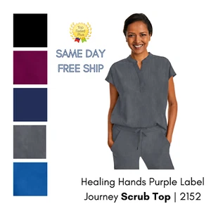 Healing Hands Purple Label Women's Journey Mandarin Collar Boxy Scrub Top | 2152 - Picture 1 of 38