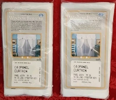 NEW Sears Best Luxurious SHEER Voile Window Panel 55”W×54”L WINTER WHITE SET 2 - Image 1 of 4