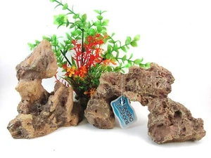 Terrarium Aquarium Decorations - Plants Cobblestones Rock Formation - 3 Pieces - Picture 1 of 8