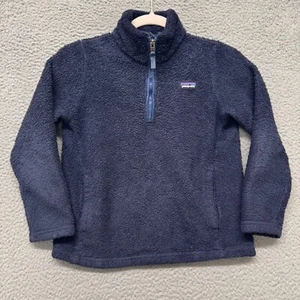 Patagonia Sweater Boys M (10) Blue Fleece Mock Neck 1/4 Zip Pullover Outdoors - Picture 1 of 12
