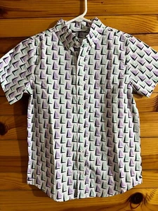 NWT Janie and Jack Room To Bloom Geo Sailboat Poplin Shirt Boys Button Down 12 - Picture 1 of 3