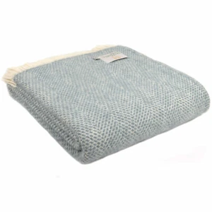 TWEEDMILL TEXTILE 100% Lana Copridivano Letto COPERTA NIDO D'APE ALVEARE BLU PETROLIO - Foto 1 di 12